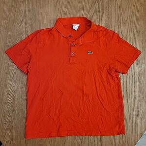 Lacoste Polo Shirt Size 6 Men Red Button Crocodile 100% Cotton Outdoors Devanlay